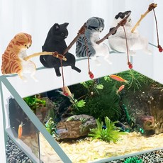 어항 수조꾸미기 낚시하는 고양이 인형, A