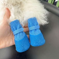 융풍 반려동물 신발 반려동물 방수 양말신발 강아지 발싸개 반려견 실리콘 신발, 1세트, 푸른 색