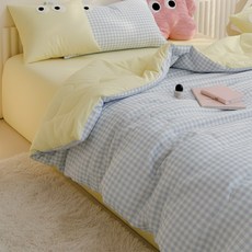 포근달 체크 이불 고밀도 먼지없는 차렵이불 워싱면 극세사 사계절 이불