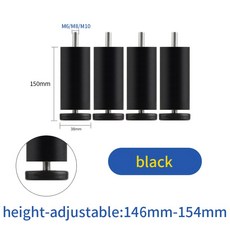가구 높이 조절 캐비닛 지지대 M8 M6 M10 수평 소파 다리 테이블 세탁기용 냉장고, Bla 15cm M6 M8 M10