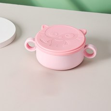 DIU 嬰兒輔食研磨碗兒童316不鏽鋼吸盤碗吃飯勺子專用碗帶吸盤吸管碗, 1個, 316碗可愛粉:如圖