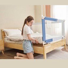 貝貝佳 嬰兒床圍/床邊護欄 （IKEA適用）, 單人加大床圍2邊_藍搭灰款_3.5X6.2