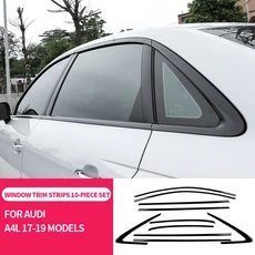 아우디 A4 아님) B9 2017-2020 세단 블랙 ABS 자동차 창 트림 스티커 장식 액세서리, 02 2017-2019