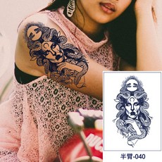 大邱紋身 漸黑刺青貼紙 美杜莎紋身貼 T36, 1個, 半臂-40(梅杜莎)