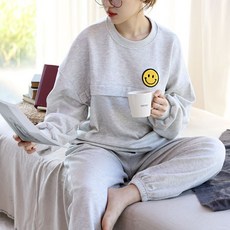 긴팔 스마일 수유복세트 수유티셔츠 밴딩 조거팬츠