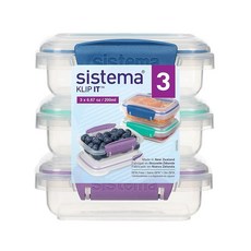 Sistema Klip It 식품 보관 용기 200ml 3팩 (색상은 다를 수 있음), Sistema Klip It 식품 보관 용기, 200m