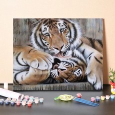 무지개 호랑이 그림그리기 복기 대형 칼라풀 풍경, 60x75 스트레치 프레임 2.5cm 두께, 1개