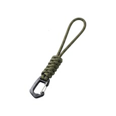 傘繩鑰匙圈 雙色可選 手工編織 耐用金屬登山扣, 軍綠色, 1個