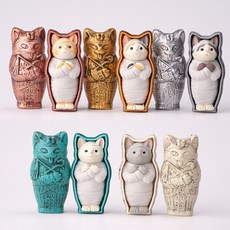 이집트 고양이 피규어 파라오 미이라 장식품 삼색 오브제 수집용 굿즈, 1개