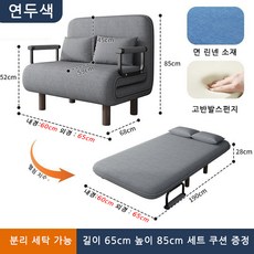 TixPra 접이식 소파 베드 겸용 거실 스몰 타입 원룸 멀티 2인용 푸시풀 가변베드+쿠션, 그레이