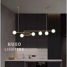 HUGO LIGHTING 分子長吊燈 134公分 現代簡約, 金吊線 (圓形兩單盤) / 雙邊供電,G9 9w 黃光