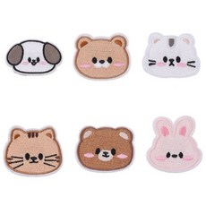 열접착식 강아지 토끼 곰 동물 자수 스티커 패치 와펜 E190, 1개, 혼합색상
