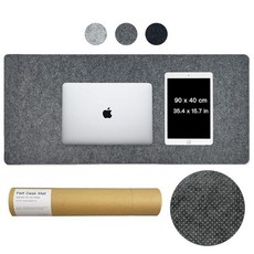 대형 펠트 책상 매트 90x40cm 패드 - 사무실 및 게임을 위한 미끄럼 방지 키보드 매트 마우스 패드 컴퓨터 가정 직장용 방수 데스크탑 보호기(라이트 그레이) 245, 다크 그레이