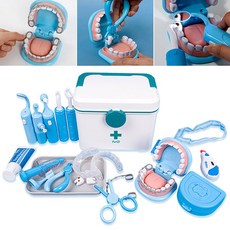 리얼 치과병원놀이 치아모형 교정기 석션 유아 왕진가방, 1개, 혼합