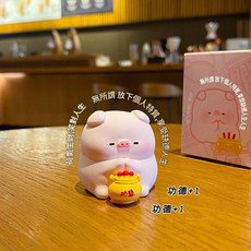 可愛佛系豬豬小擺件 招財進寶 荷氣生財 家居裝飾, 原創佛系豬豬小擺件 - 功德1 禮盒裝, 1個