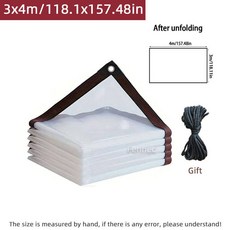 1PC 방수 및 방풍 헤비 듀티 투명 비닐 방수포 야외 정원 온실 식물 지붕 현관 치킨 하우스용, 3x4m 118.1x157.48in, 1개