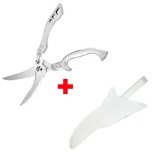 다기능 스테인리스 스틸 주방 가위 강력한 닭 뼈 과일 해산 생선 저울 액세서리, 02 Scissors wite cover