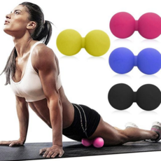 땅콩 마사지 볼 지압 요가 근육 실리콘 마사지 볼 어깨 피트니스 트레이닝 폼롤러 웨이트 종아리 휴대용, 땅콩 블랙