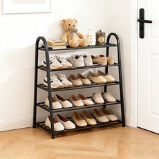 YONIVI A형 신발장 다용도 간편 설치 현관 신발장 다층 수납 신발장 정리대, 블랙, 5단