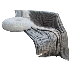 Ohmarket 流蘇針織毯 居家裝飾保暖蓋毯