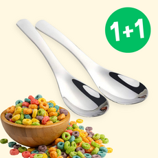 보니픽 스텐 큰숟가락 디저트 서빙 국물 스푼 수저, 2개