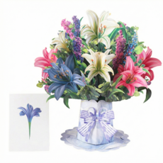 미세스썸머 대형 3D 꽃다발 입체 팝업 카드, 1개, 백합