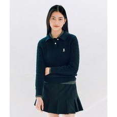 예일 YALE 우먼즈 케이블 폴로 니트_네이비