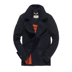 Superdry 羊毛 排扣 海軍 軍裝 大衣 合身版型 外套, 1個