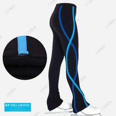 피겨 기모 바지 팬츠 연습복 의상 스케이팅, 1개, JB109 크로스 스트라이프 블루