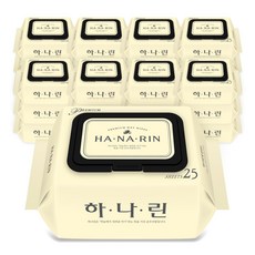 하나린 아기물티슈 25매입 20개 도톰 엠보싱 부드러운 캡형, 25매