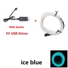 와이어 라이트 스트립 네온 빛나는 문자열 로프 튜브 할로윈 블랙 빛깔의 파티 장식, USB Switch Ice Blue, 5M, 1개