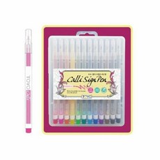 캘리 싸인펜 12색 수성싸인펜 수성컬러펜 chl+12558oo