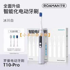 ROAMAH 羅曼 T10pro 智能電動牙刷 數字小果刷 超聲波 超長續航 軟毛刷 充電式 全自動 智慧屏, 1個, 冰川白