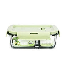 創得耐 強化耐熱玻璃保鮮盒 可微波爐加熱, 1個, 北歐粉兩分隔長680ml深槽蓋