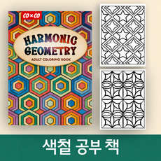 COXCO 힐링 색칠 공부 컬러링북 성인용 취미 스트레스 해소 드로잉북 20가지 도안, 1개, 기하학 패턴