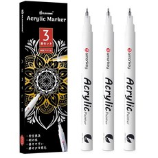 Elegirme 흰 펜 화이트 마커 초극세 0.5mm 3개 방수 수성 아크릴 하이라이트 펜 일러스트 손글씨 POP 만화 펜 천 석 세라믹 유리 목재 금속용