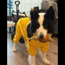 狗狗雨衣 四腳衝鋒衣 防水防風防塵 拉布拉多金毛邊牧用, 黃黑雨衣,XL 背長30cm, 1個