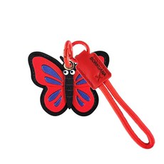 BORKUANA 에어태그와 호환되는 가죽 키체인 홀더 케이스 키링과 랜야드가 있는 귀여운 보호 커버 지갑 열쇠 가방 반려동물용 긁힘 방지 파인더 GPS 트래커 케이스(블, 나비