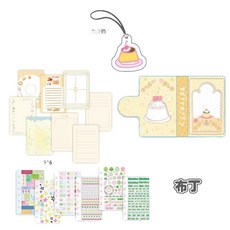 A7手賬本 金蔥可拆卸活頁貼紙收納冊 口袋本, 布丁, 1個