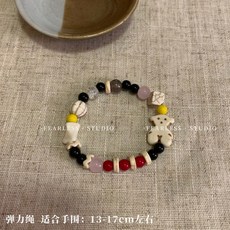 台灣出貨 古風新中式手作小狗串珠手鍊 女可愛小衆設計感手串復古疊戴手飾品手鍊手環 情侶手鍊 韓國手鏈 小紅書手帶