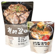 한돈 냉장 수제소스 양념 돼지갈비 1kg+된장찌개육수 350gX1팩 세트, 1kg