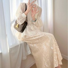 G126599_스팽글 반짝이 밴딩 롱스커트 mer9+3UzH