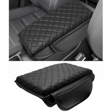 SENSHINE 혼다 CRV 액세서리 2023 2024 2025 2026용 3cm(1.2인치) 두께 센터 콘솔 커버 가죽 팔걸이 박스 뚜껑 프로텍터 쿠션 패드 포켓 내부 (블랙, for Honda CRV 2023-2026, Black Stitches