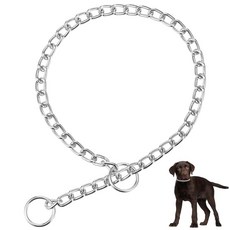Lnngub 강아지용 초크 칼라 금속 체인 개 목걸이 슬립 링크 튼튼한 훈련 개 목걸이 초크 체인 강아지용 (실버 목 최대 45.7cm(18인치) 지름 2.5mm, Lnngub 강아지용 초크 칼라, 금속 체인 개 목걸이