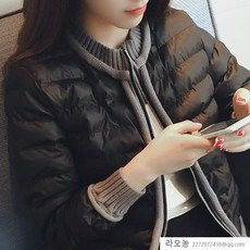 라오농 가을 겨울 짧은 솜저고리 입는 배색 패딩점퍼 숏패딩 경량 봄 여성 슬림 예쁜 겨울 누빔 방한 두꺼운 재킷+2d54LL