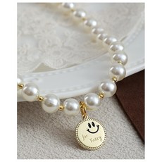 강아지 고양이 스마일 진주 목걸이 비즈 악세사리, 진주목걸이