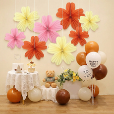 도르 페이퍼팬 플라워 파티팬 데코 9종 장식 세트, 플라워 옐로우 핑크