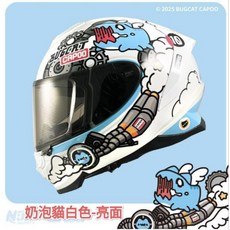 NIKKO 貓貓蟲咖波 N806#19 全罩安全帽, 奶泡貓白色-亮面,L號