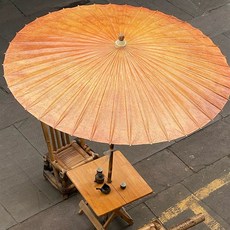 대나무파라솔 우산 볏집 파라솔 원사 브라이트레드 해변, 250cm, 전면 천공 거즈 포함, 앤티크옐로우 혼합