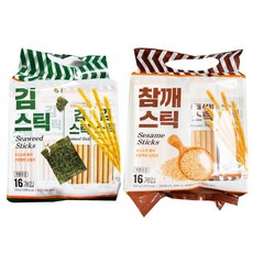 [푸드365마켓] 키즈웰 스틱 과자, 1세트, 김스틱1개,참깨스틱1개